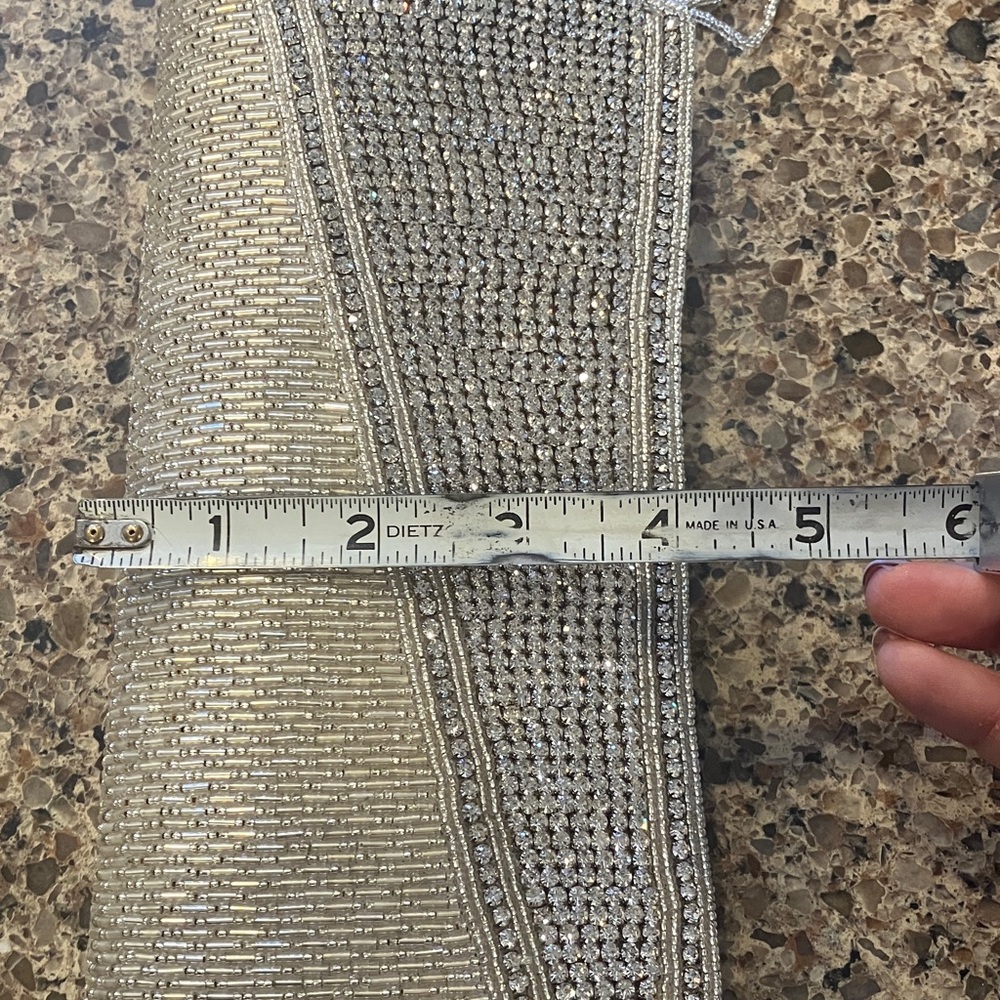 Silver Rhinestone-Embellished Evening Clutch - Picture 4 of 5